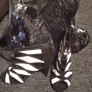 Ashley Stewart Black & White Booties
